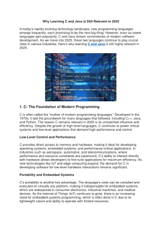 Why Learning C and Java is Still Relevant in 2025