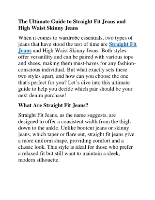The Ultimate Guide to Straight Fit Jeans and High Waist Skinny Jeans