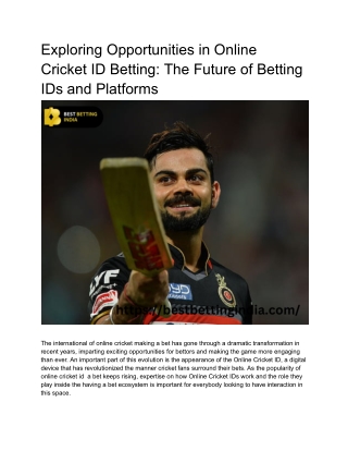 _Exploring Opportunities in Online Cricket ID Betting_ The Future of Betting IDs and Platforms