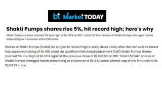 Shakti Pumps - Shakti Pumps shares rise 2% on plans to raise up to Rs 400 crore through a QIP - Copy