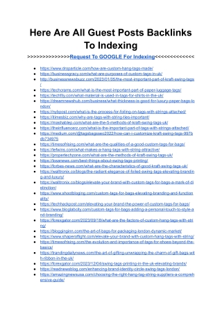 Request To GOOGLE For Indexing (Guest Posts Links)