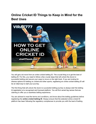 Online Cricket ID Things to Keep in Mind for the Best Uses