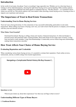 “Why Trust Matters When Choosing a Home Buying Service”