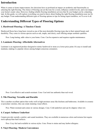 Finding the Right Flooring Installation Near Me for Any Budget