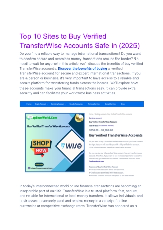Top 10 Sites to Buy Verified TransferWise Accounts Safe in (2025)