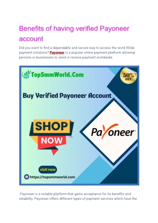 Benefits of having verified Payoneer account