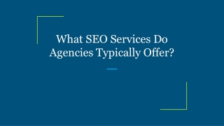 What SEO Services Do Agencies Typically Offer_
