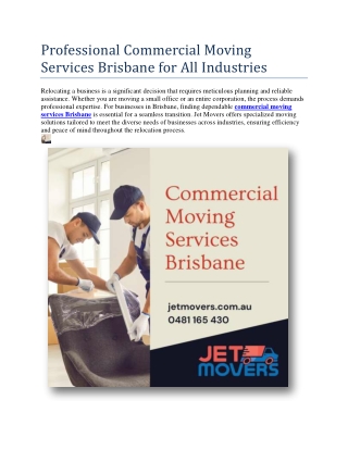 Professional Commercial Moving Services Brisbane for All Industries