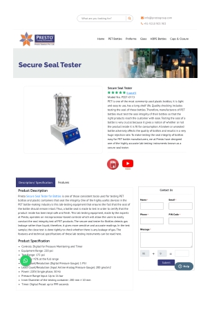 Reliable Secure Seal Tester for Bottles - Precision Testing