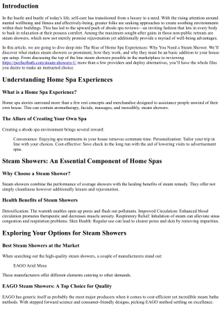 The Rise of Home Spa Experiences: Why You Need a Steam Shower