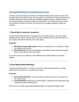 How Digital Marketing Can Help Businesses Grow