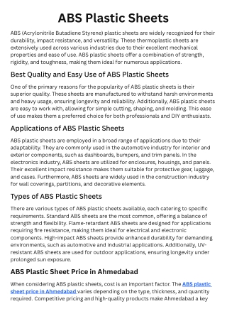 Exploring the Versatility and Benefits of ABS Plastic Sheets