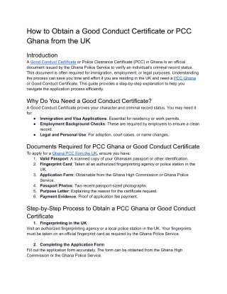 How to Obtain a Good Conduct Certificate or PCC Ghana from the UK