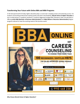 Transforming Your Future with Online BBA and MBA Programs