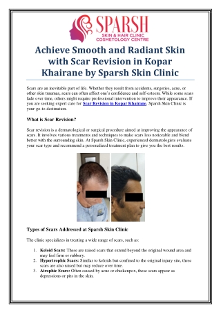 Transform Your Appearance with Scar Revision in Kopar Khairane