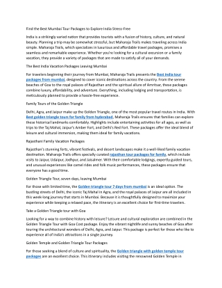 Find the Best Mumbai Tour Packages to Explore India Stress-Free