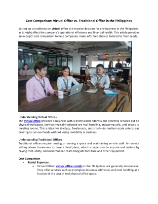 Cost Comparison_ Virtual Office vs. Traditional Office in the Philippines-Article1