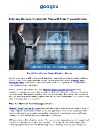Expert Microsoft Azure Managed Services - Goognu