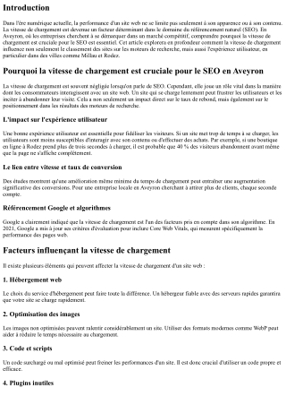 “Pourquoi la vitesse de chargement est cruciale pour le SEO en Aveyron”