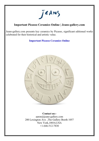 Important Picasso Ceramics Online  Jeans-gallery.com