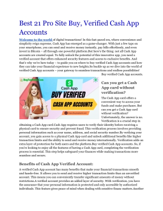 Best 21 Pro Site Buy, Verified Cash App Accounts