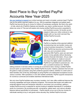 Best Place to Buy Verified PayPal Accounts New Year-2025