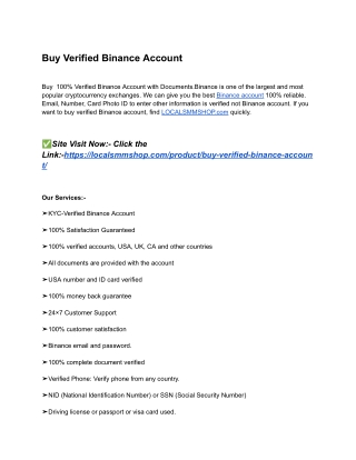 Buy Verified Binance Account : A Comprehensive GuideFind
