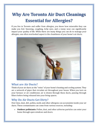 Why Are Toronto Air Duct Cleanings Essential for Allergy Sufferers?