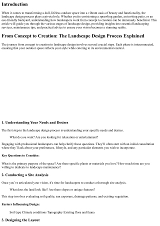 From Concept to Creation: The Landscape Design Process Explained