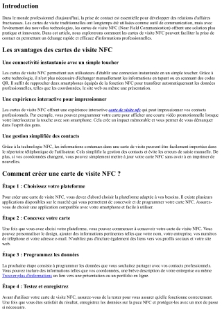 Comment les cartes de visite NFC peuvent-elles faciliter la prise de contact ?