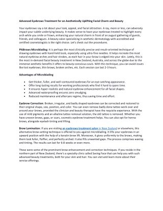 Advanced Eyebrows Treatment for an Aesthetically Uplifting Facial Charm and Beauty