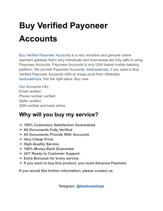 Buy Verified Payoneer Accounts