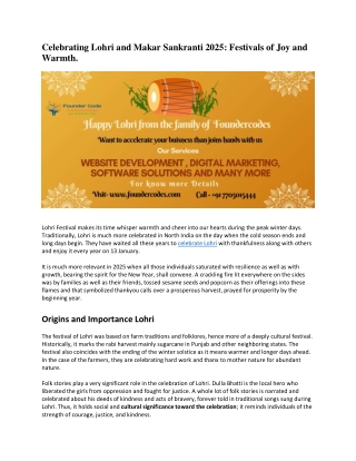 Celebrating Lohri and Makar Sankranti 2025 Festivals of Joy and Warmth