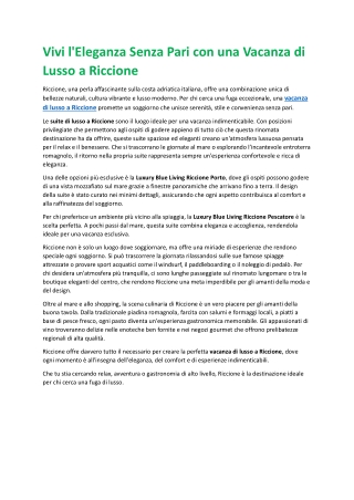 Vivi l'Eleganza Senza Pari con una Vacanza di Lusso a Riccione