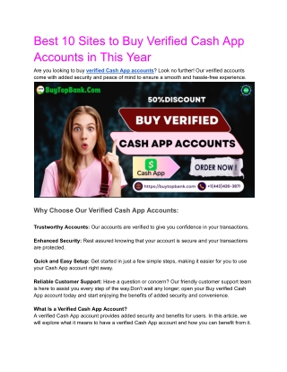 Best 10 Sites to Buy Verified Cash App Accounts in This Year