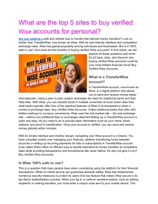 What are the top 5 sites to buy verified Wise accounts for personal
