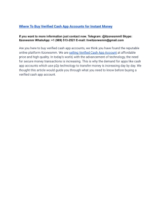 Where To Buy Verified Cash App Accounts for Instant Money