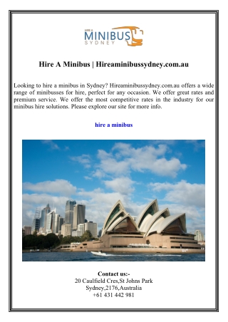 Hire A Minibus  Hireaminibussydney.com.au