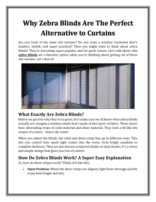 Why Zebra Blinds Are The Perfect Alternative to Curtains