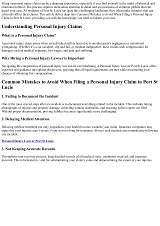 Common Mistakes to Avoid When Filing a Personal Injury Claim in Port St Lucie