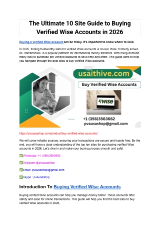 The Ultimate 10 Site Guide to Buying Verified Wise Accounts in 2026