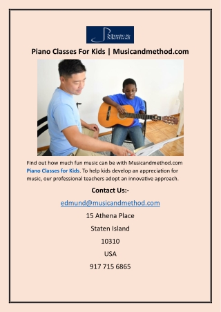 Piano Classes For Kids  Musicandmethod.com