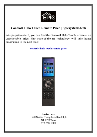 Control4 Halo Touch Remote Price  Epicsystems.tech