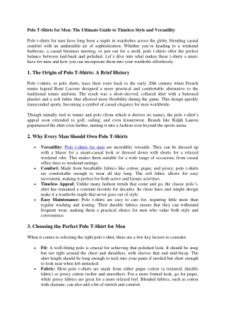 Polo T-Shirts for Men: The Ultimate Guide to Timeless Style and Versatility