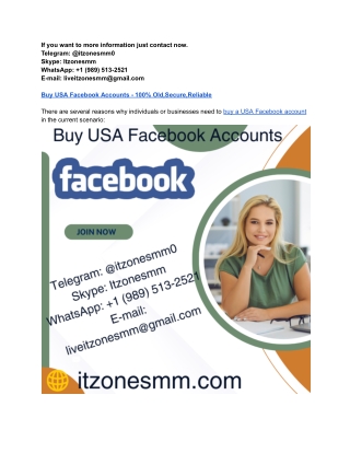 Buy USA Facebook Accounts - 100% Old,Secure,Reliable