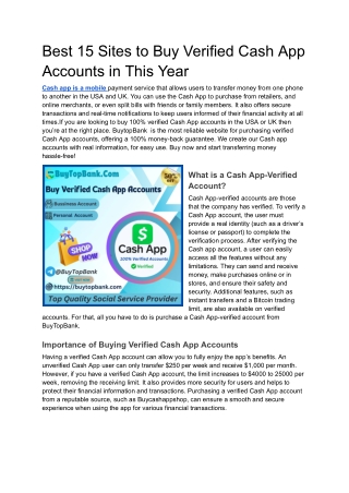 Best 15 Sites to Buy Verified Cash App Accounts in This Year