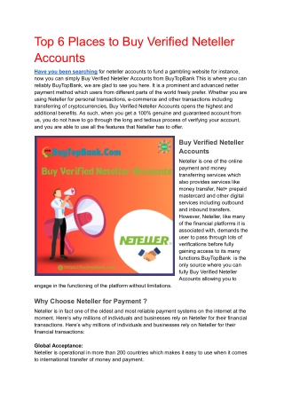 Top 6 Places to Buy Verified Neteller Accounts