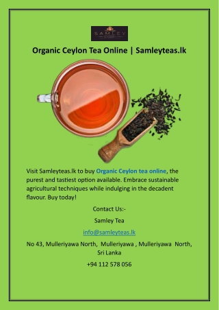 Organic Ceylon Tea Online  Samleyteas.lk