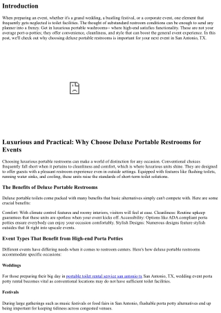 Elegant and Functional: Why Pick Deluxe Portable Restrooms for Events