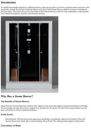 What Makes EAGO Steam Showers Stand Out inside the Market?